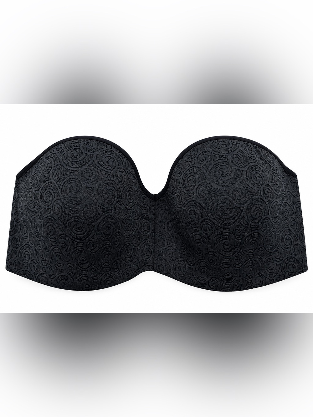 Natori Strapless Bra Women size 36DD Black Swirl Lace Molded Underwire Classic